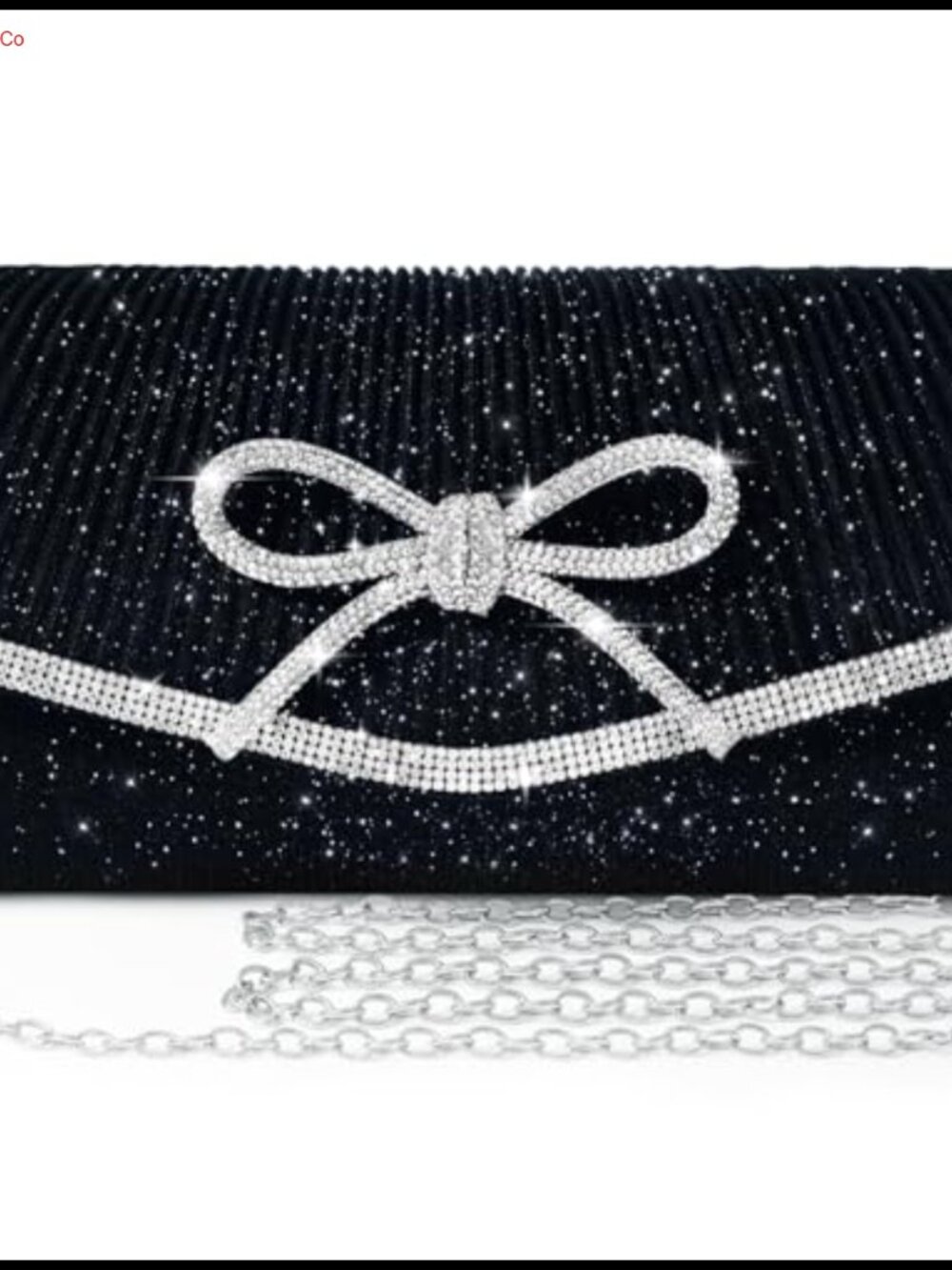 Glitter Rhinestone Bow Evening Clutch Crossbody Bag Wedding Party Purse